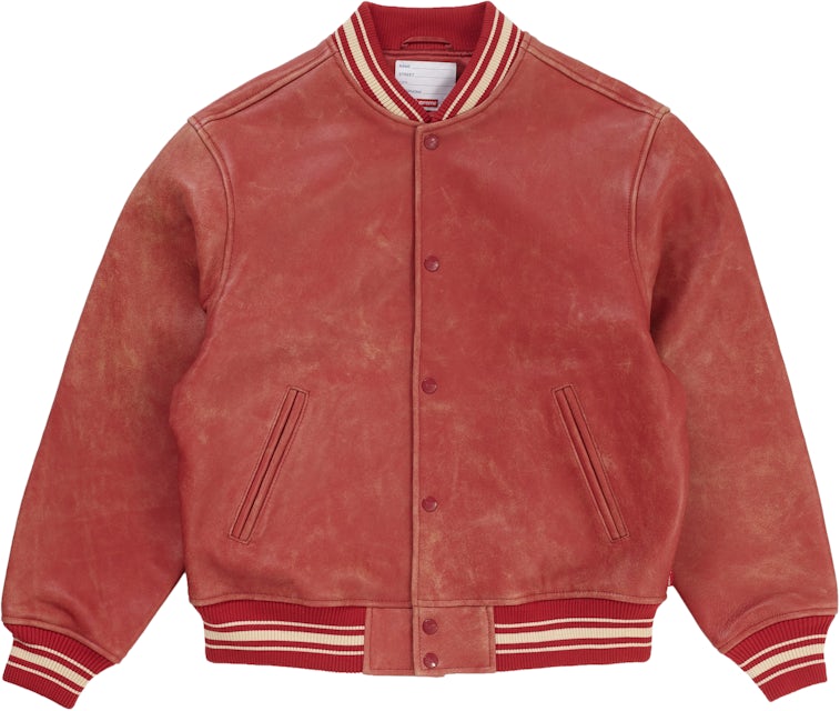 Buy Supreme Painted Leather Varsity Jacket SS 19 - Stadium Goods