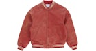 Supreme Worn Leather Varsity Jacket Red