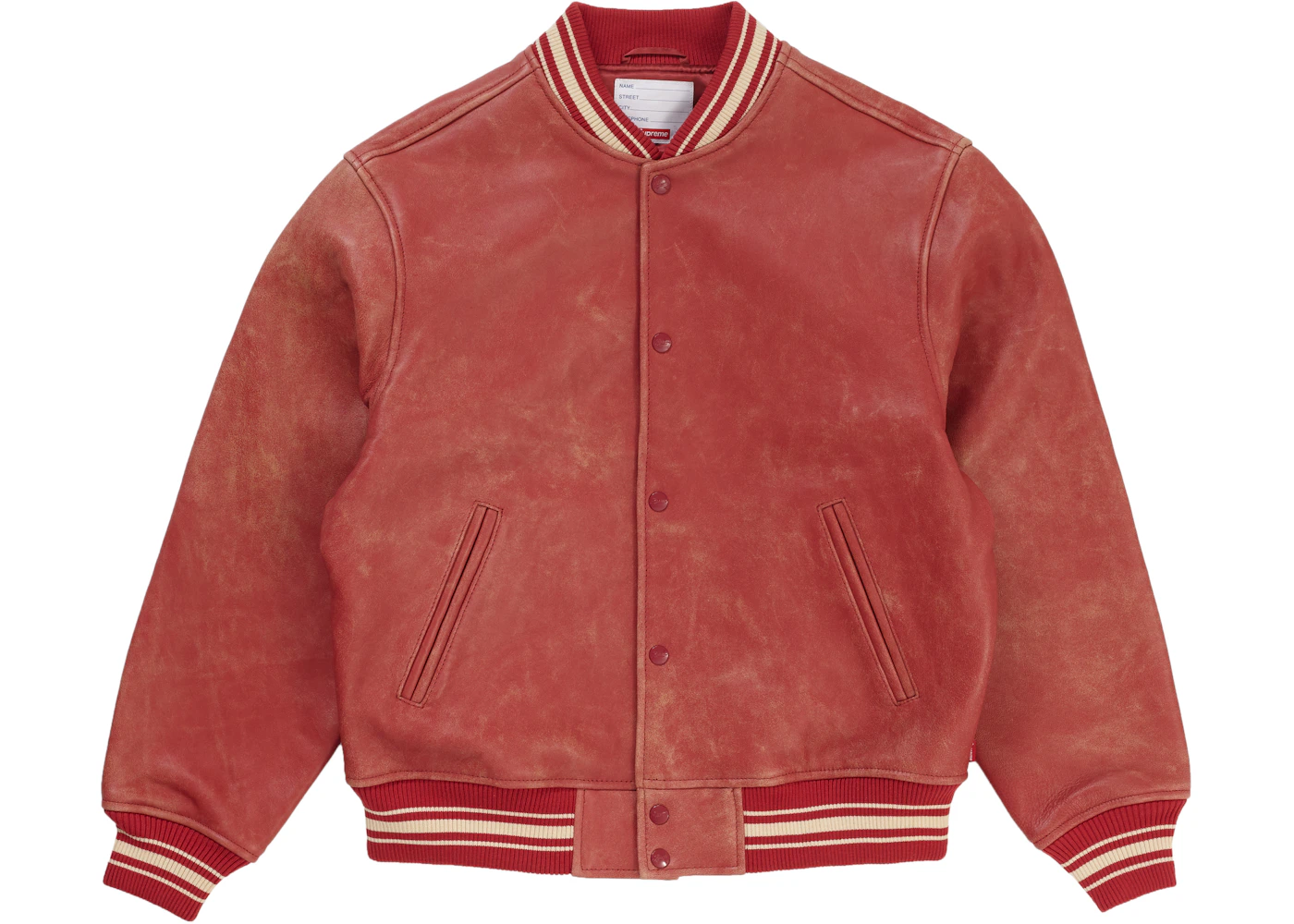 Supreme Worn Leather Varsity Jacket Red Men's - SS19 - US