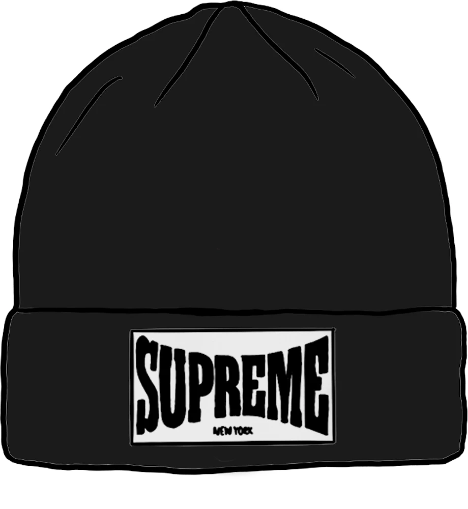 Supreme Woven Label Beanie Black