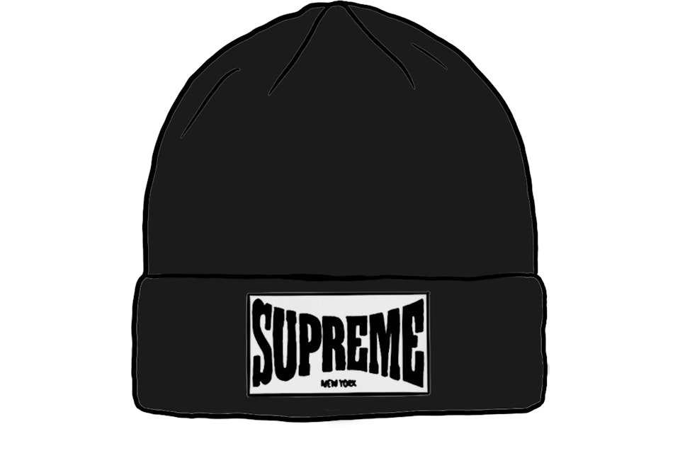 Supreme Woven Label Beanie Black