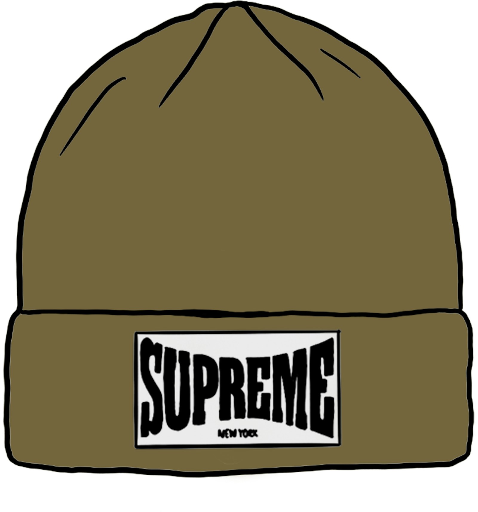 Supreme Woven Label Beanie Olive