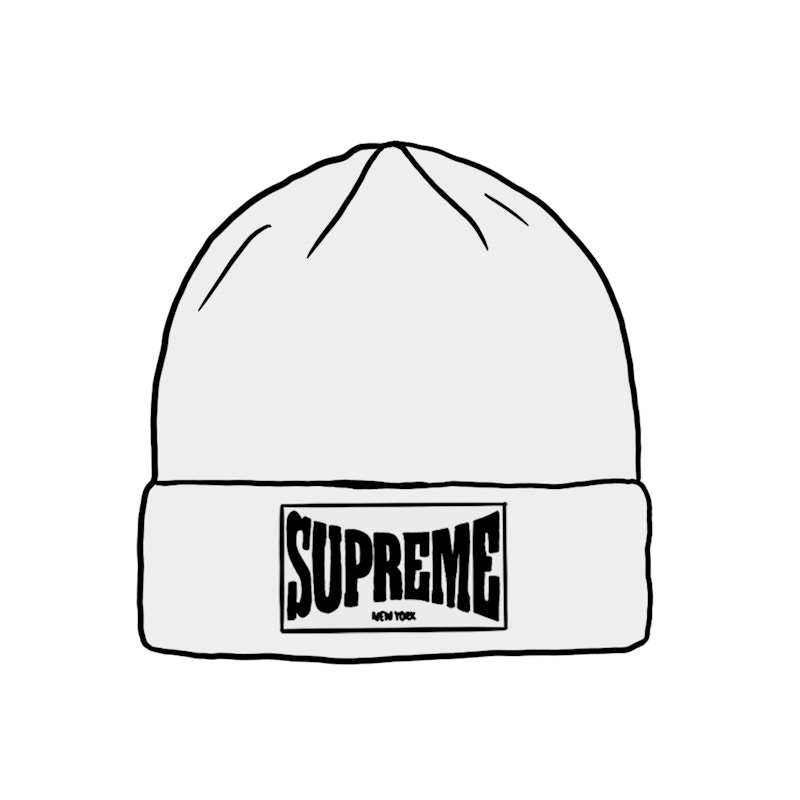 supreme woven label beanie black