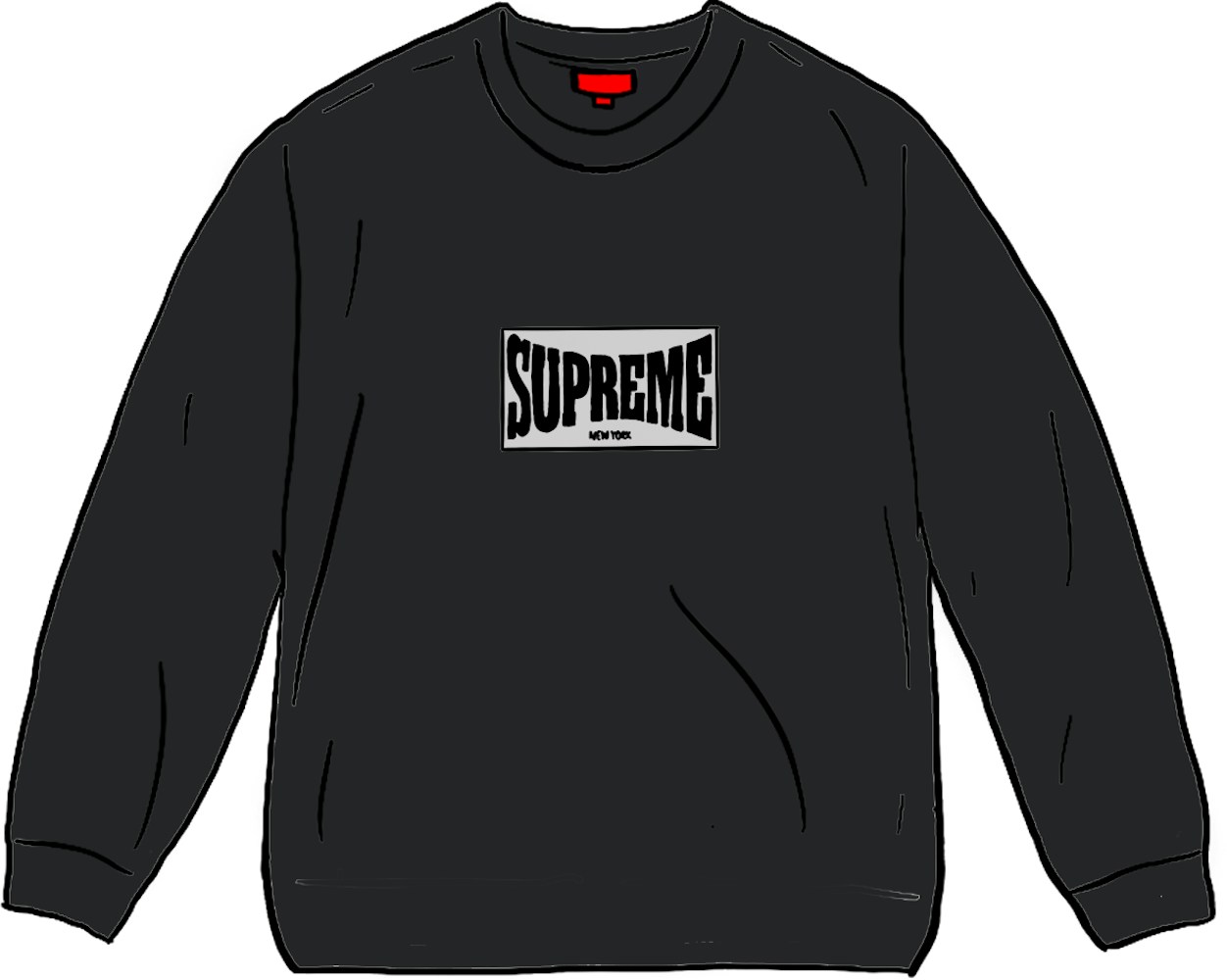 Supreme Woven Label L/S Top Black - FW20