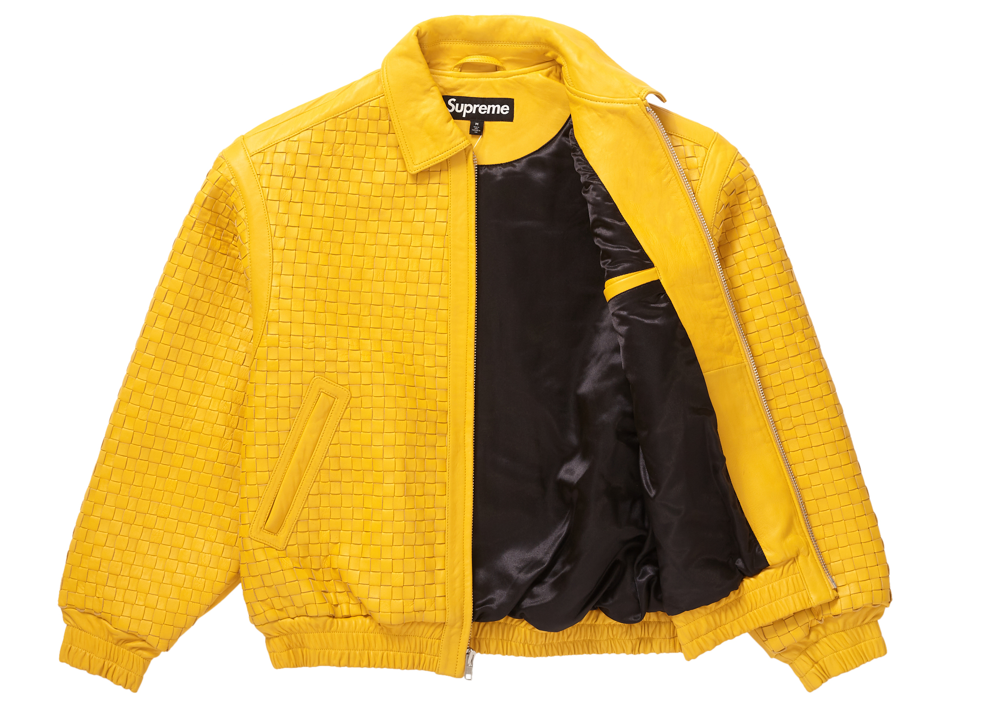 Supreme Woven Leather Varsity Jacket Yellow