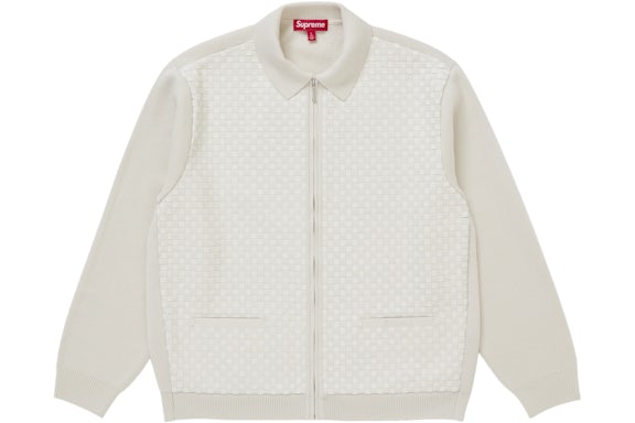 Supreme Woven Leather Zip Up Cardigan (FW24) White