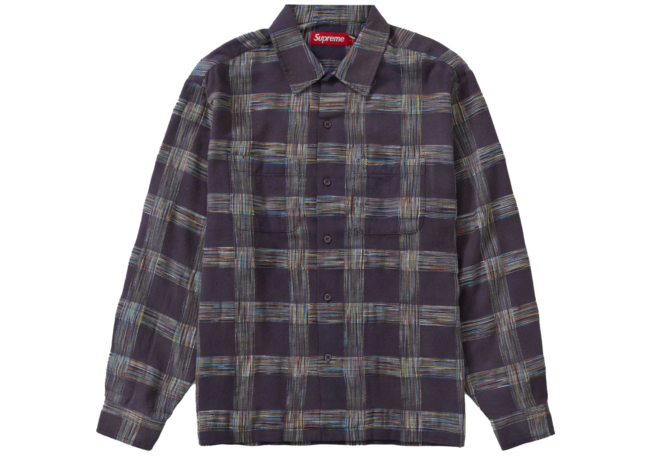 Supreme Woven Plaid Shirt Washed Navy Men's - FW23 - US
