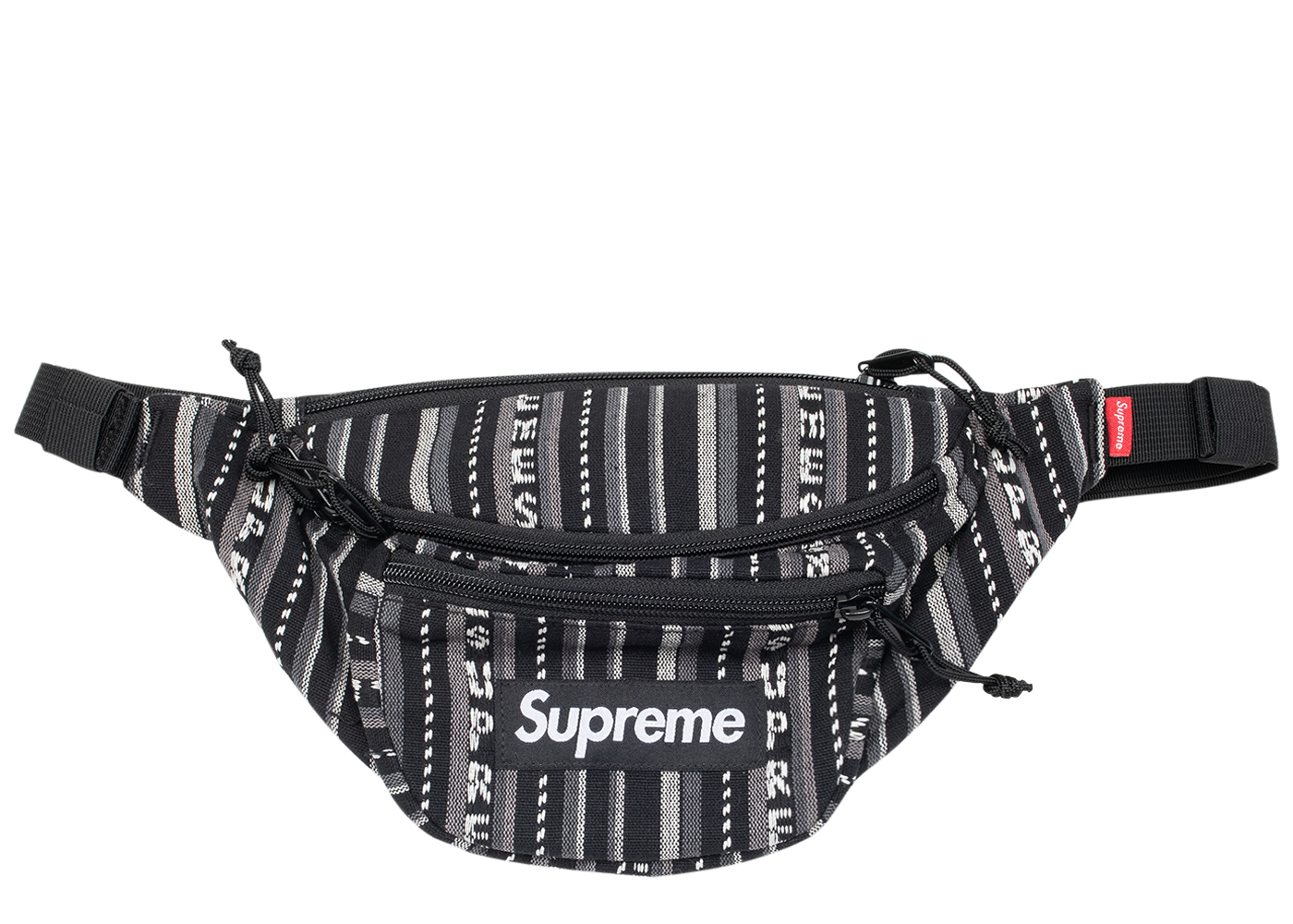 supreme Woven Stripe Waist Bag black