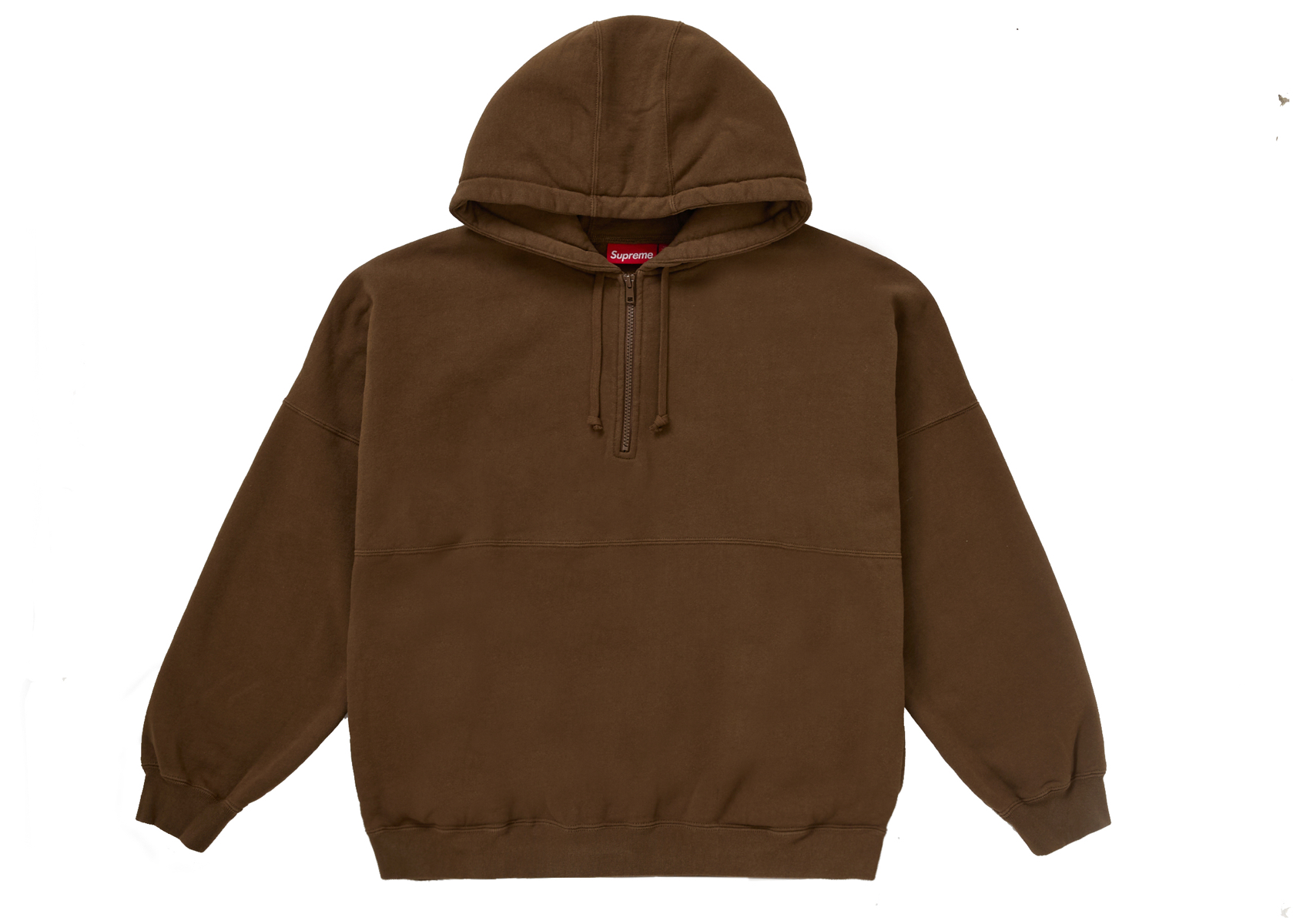 Supreme Wrapped Half Zip Hooded Sweatshirt Dusty Brown