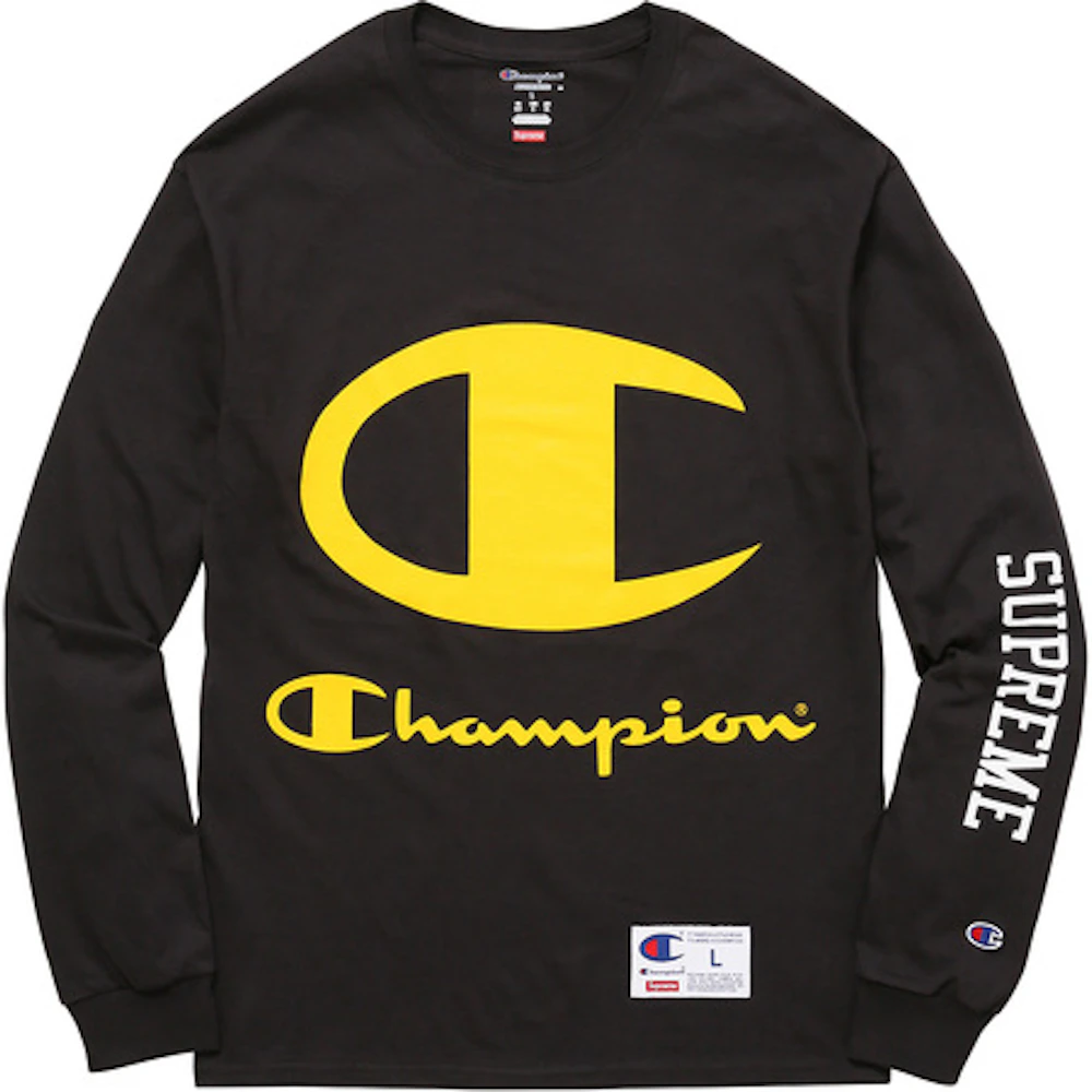 Supreme X Champion LS Tee Black Men's - SS17 - US