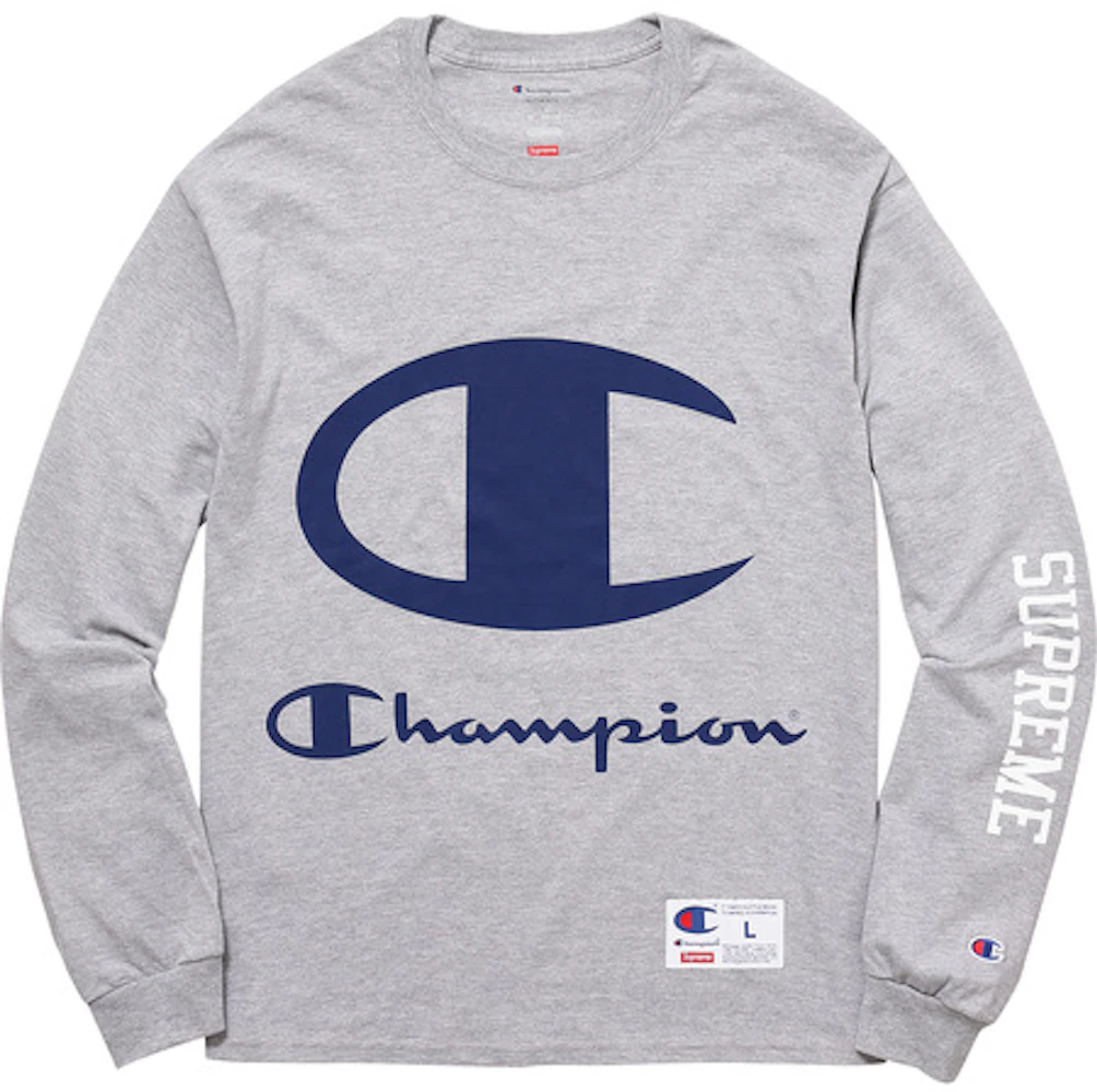 Supreme X Champion LS Tee Grey Men's - SS17 - US