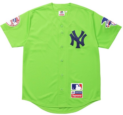 Supreme Yankees Baseball Jersey Lime - SS15 Men's - US