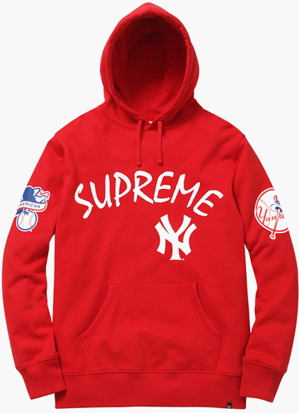 supreme × new york yankees hoodie