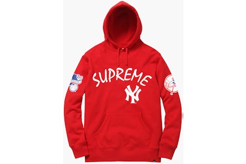 Supreme Yankees Hooded Sweatshirt Red Men's SS15 US
