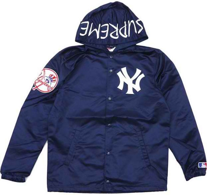 Supreme Yankees Satin Hooded Jacket Navy