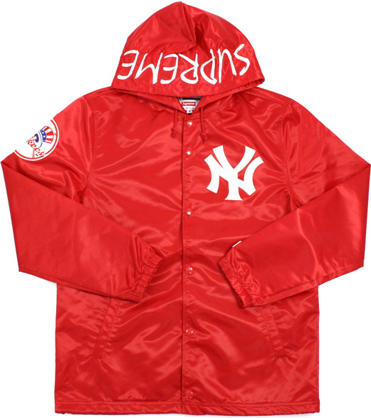 Supreme Yankees Satin Hooded Jacket Red Men's - SS15 - US