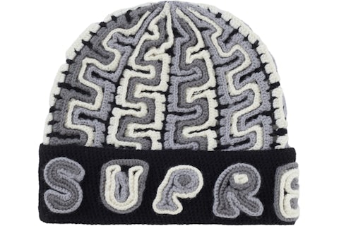 Supreme Yarn Applique Beanie Black FW24 US