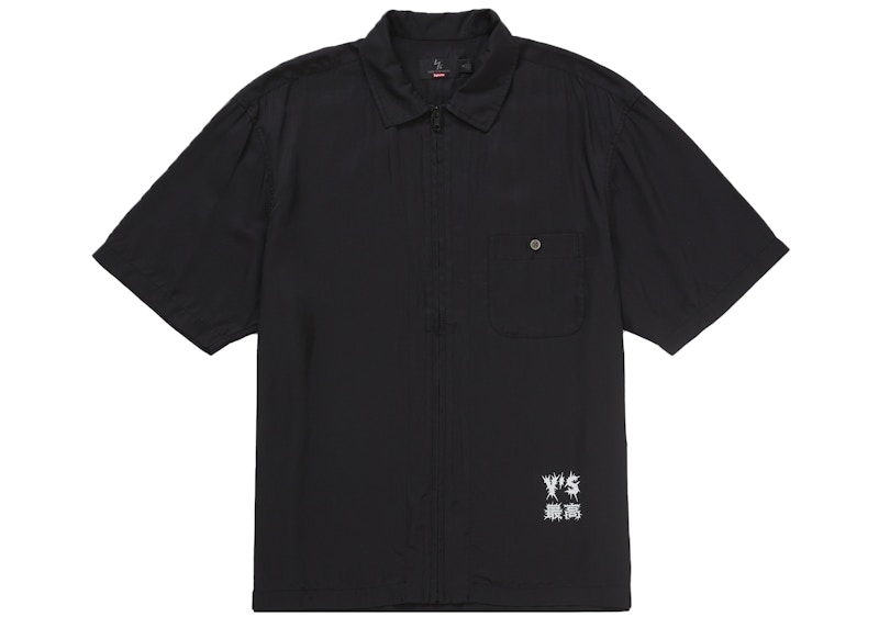 Supreme Y's by Yohji Yamamoto Silk Zip Up S/S Shirt Black