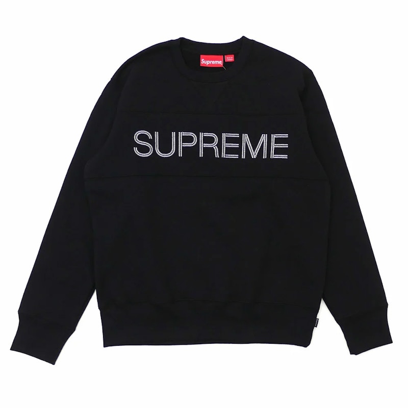 Supreme Zig Zag Stitch Panel Crewneck Black メンズ - FW17 - JP