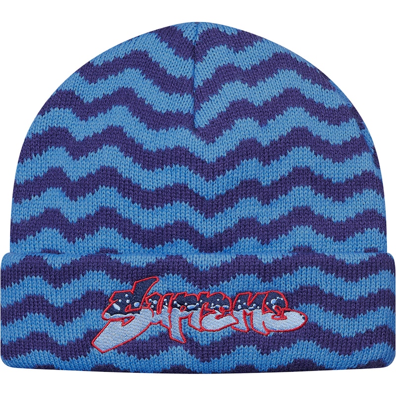 Supreme Zig Zag Stripe Beanie Blue - FW17 - US