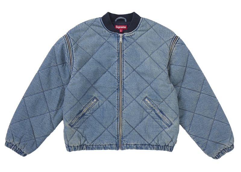 Supreme Zip-Off Sleeve Quilted Bomber Jacket Denim Men's
