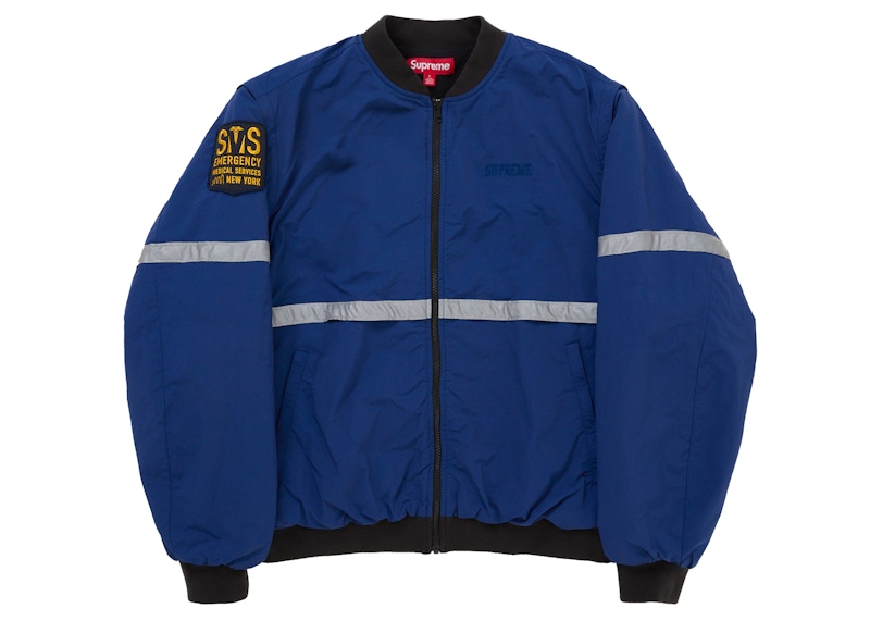 Supreme USA刺繍 MA-1ジャケット S ネイビー Supreme Zip-Off Sleeve Reflective Stripe Jacket Navy Men's - SS26 - US