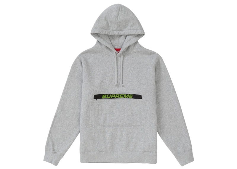 Supreme Zip Pouch Hooded Sweatshirt Heather Grey Men's - SS19