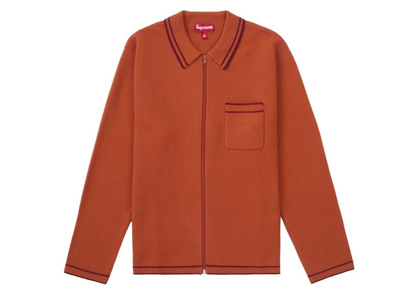 Supreme Zip Up Polo Sweater Burnt Orange Men's - FW24 - US