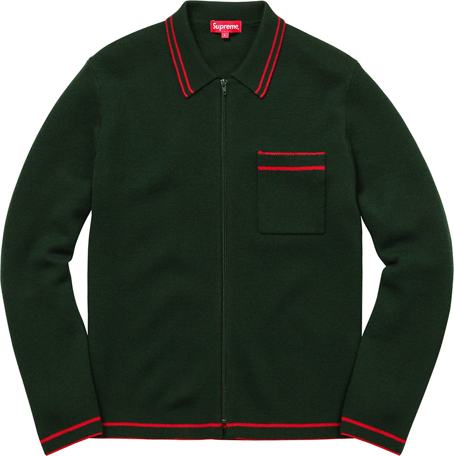 Supreme Zip Up Polo Sweater Dark Green Uomo - FW16 - IT