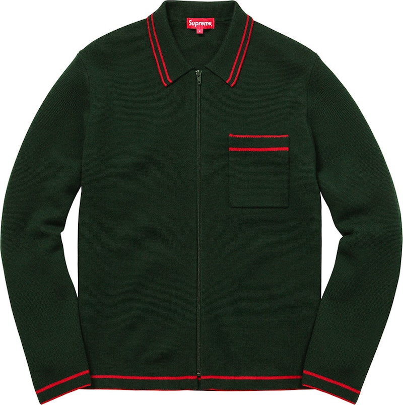 Supreme Zip Up Polo Sweater Dark Green