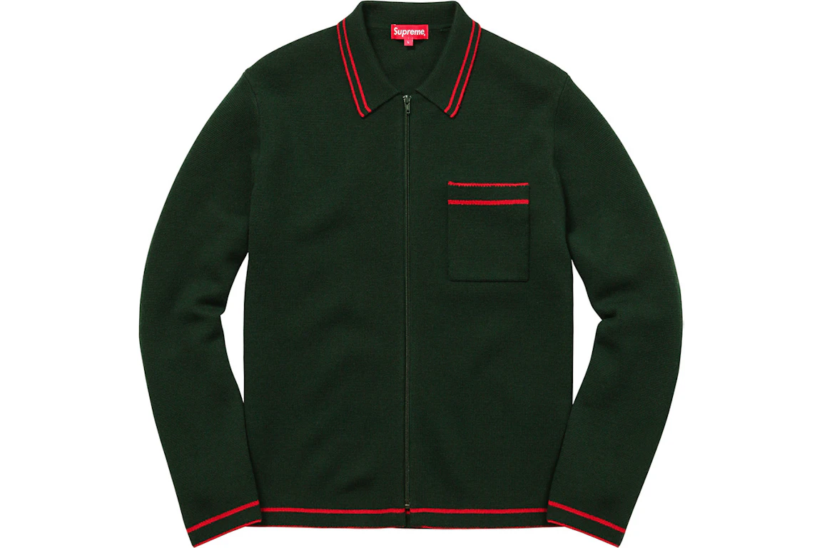 Supreme Zip Up Polo Sweater Dark Green