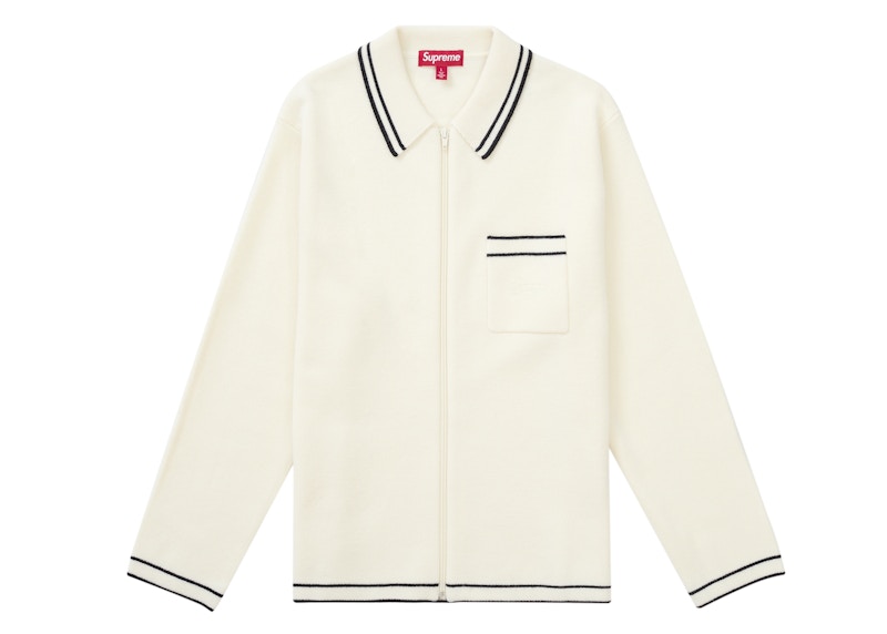 Supreme Zip Up Polo Sweater White Men s FW24 US