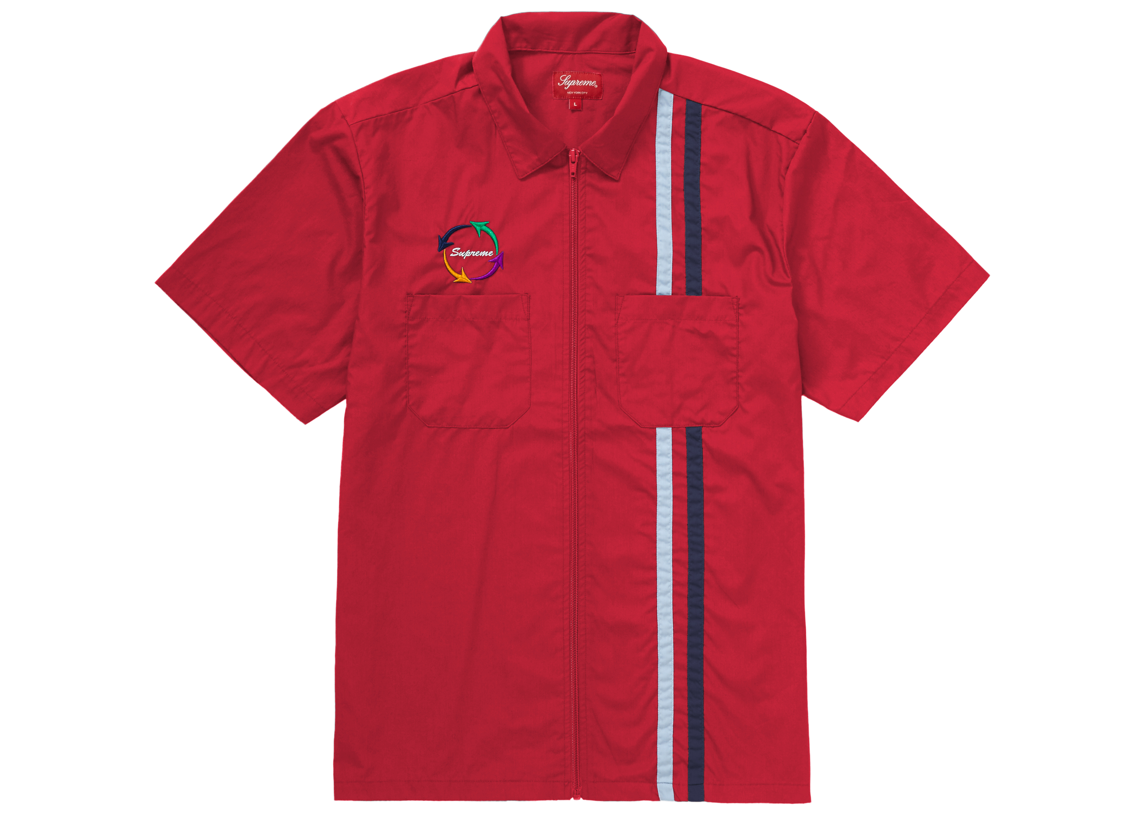 Supreme Zip Up S/S Work Shirt Red Men's - SS19 - US
