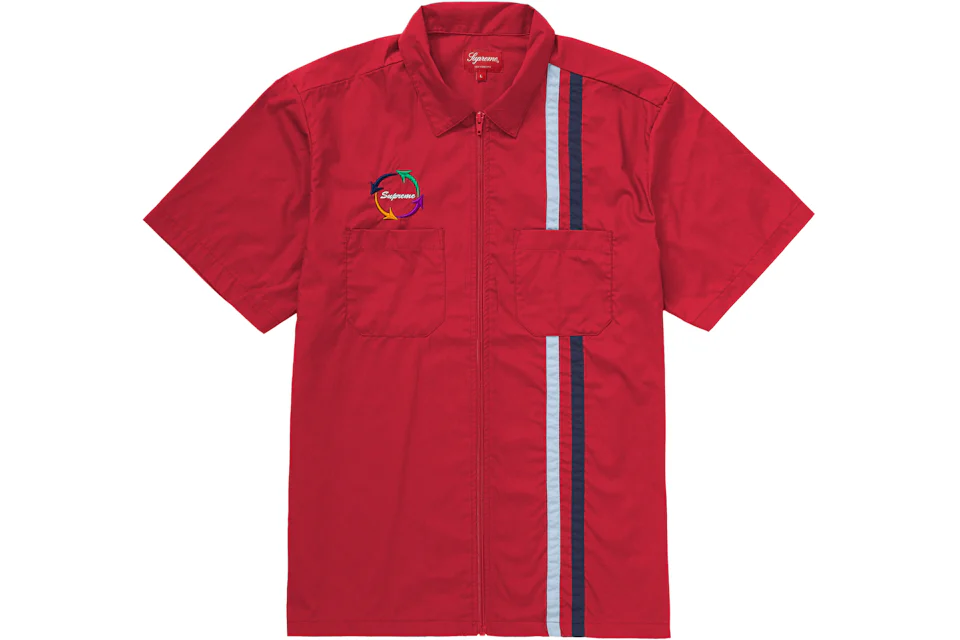 Supreme Zip Up S/S Work Shirt Red