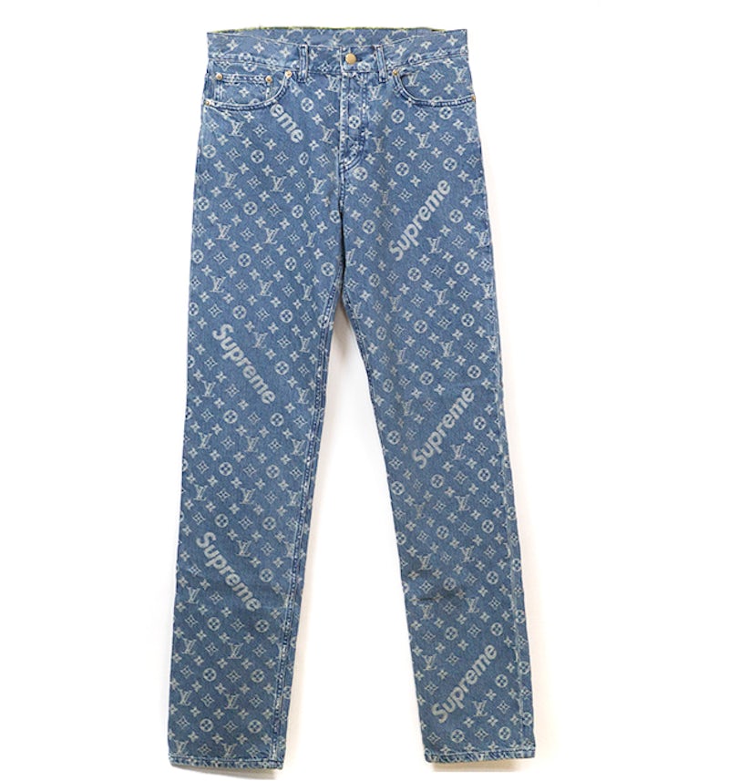 Supreme x Louis Vuitton Jacquard Denim Vaquero Bolsillos Azul