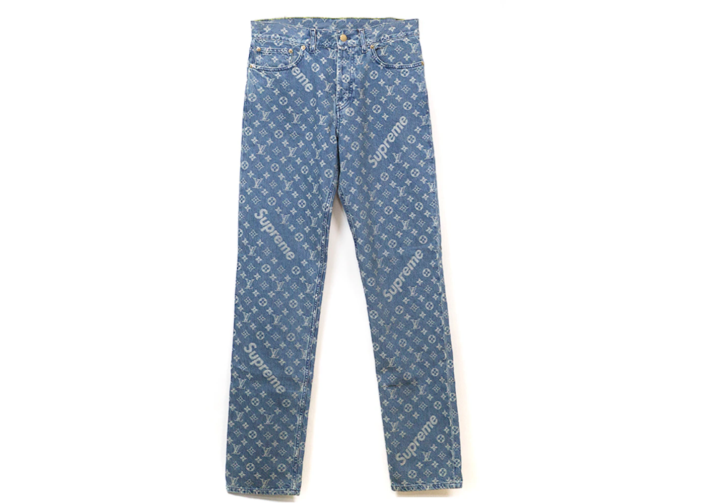 Supreme x Louis Vuitton Jacquard Denim 5-Pocket Jean Blue Men's Supreme x Louis Vuitton Jacquard Denim 5-Pocket Jean Blue Men's