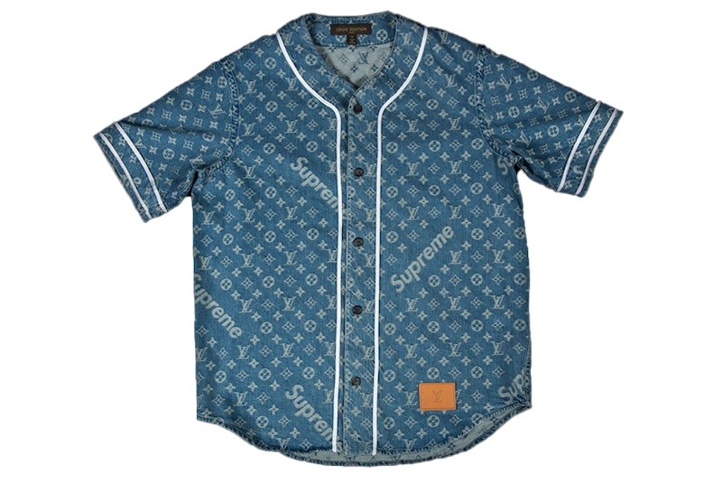 Supreme x Louis Vuitton Jacquard Denim Baseball Jersey Blue