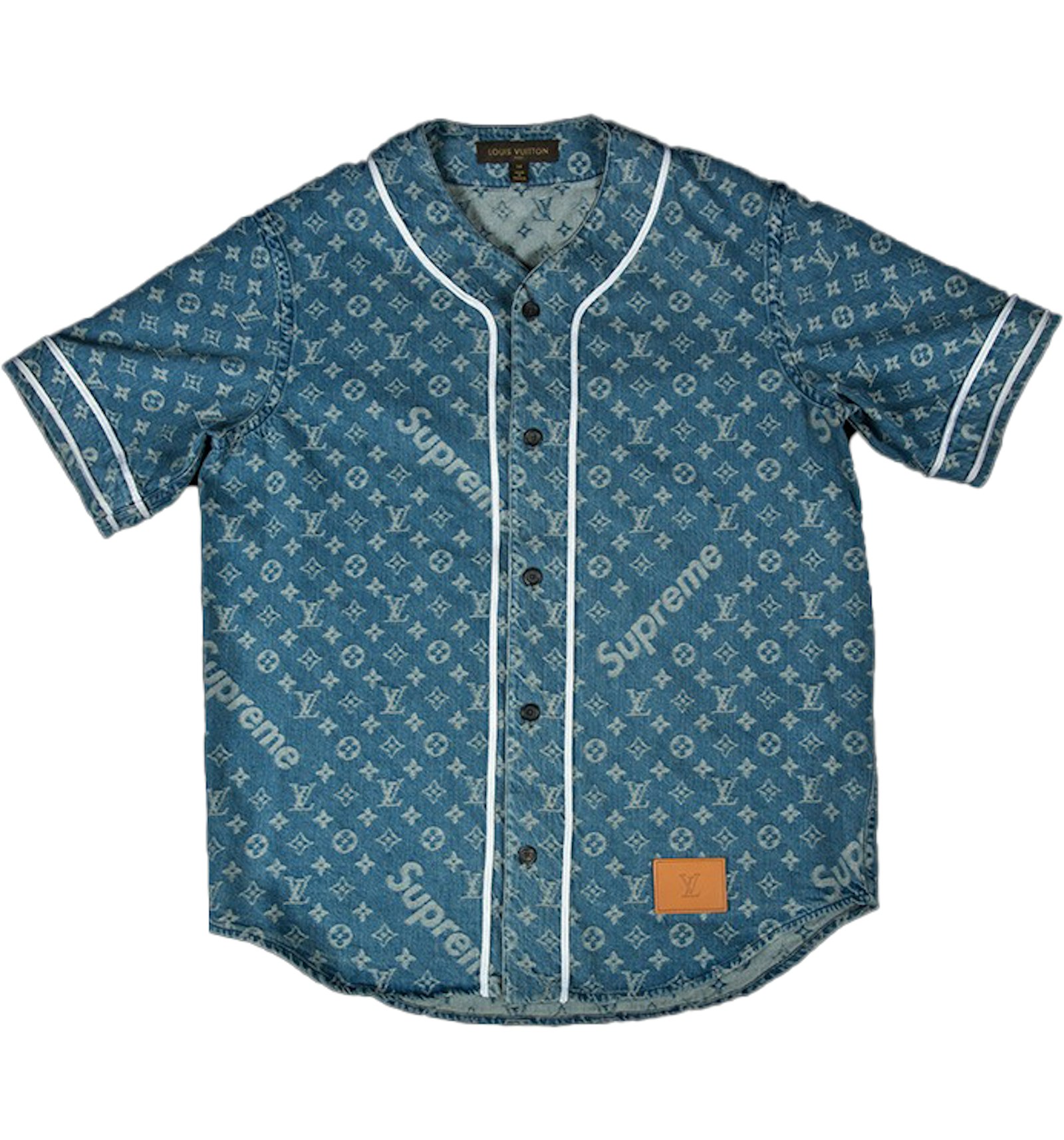 Supreme x Louis Vuitton Jacquard Denim Baseball Jersey Blue - SS17