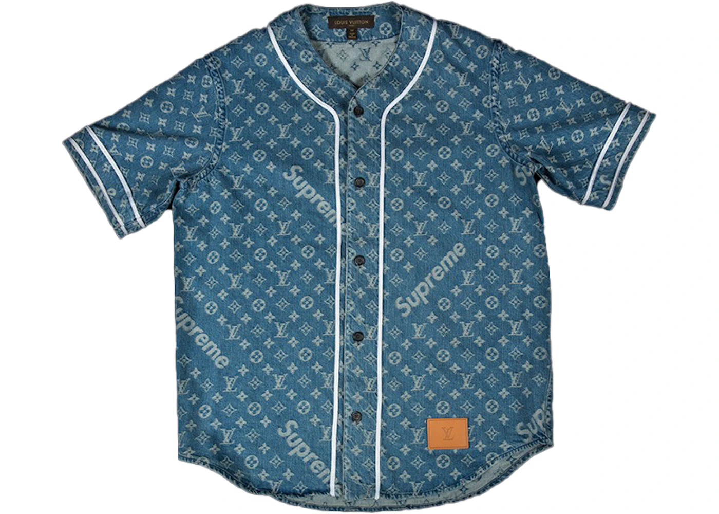 Supreme x Louis Vuitton Jacquard Denim Baseball Jersey Blue