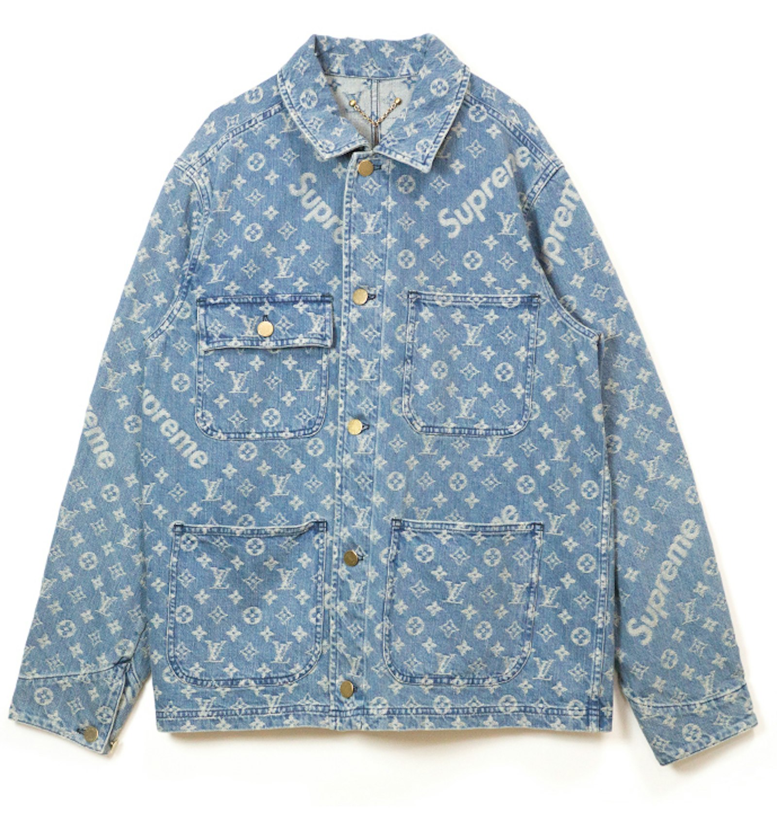 Supreme x Louis Vuitton Jacquard Denim Chore Coat Blue