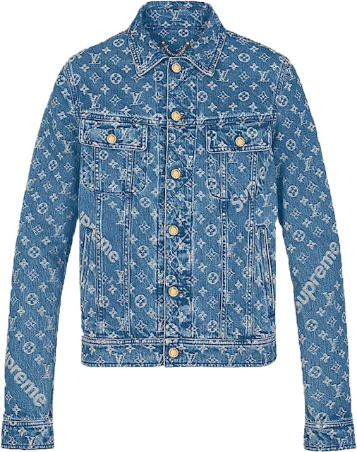 Supreme x Louis Vuitton Jacquard Denim Trucker Jacket Blue Men's