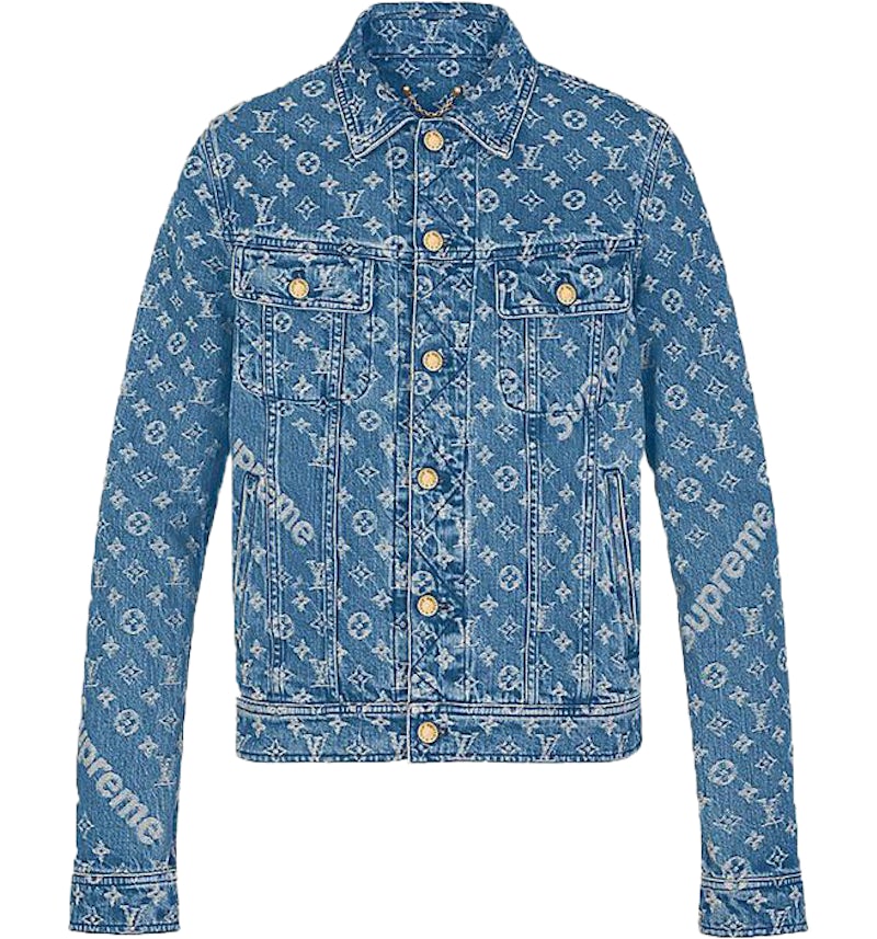 リボノ LOUISVUITTON×supreme デニムジャケット Supreme x Louis Vuitton Jacquard Denim Trucker Jacket Blue