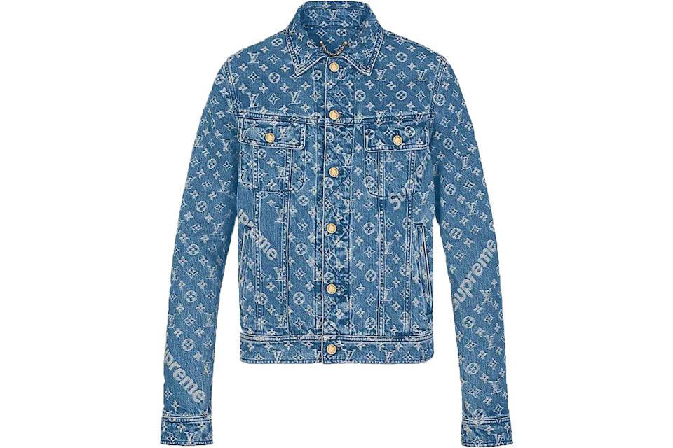 Supreme x Louis Vuitton Jacquard Denim Trucker Jacket Blue Men s