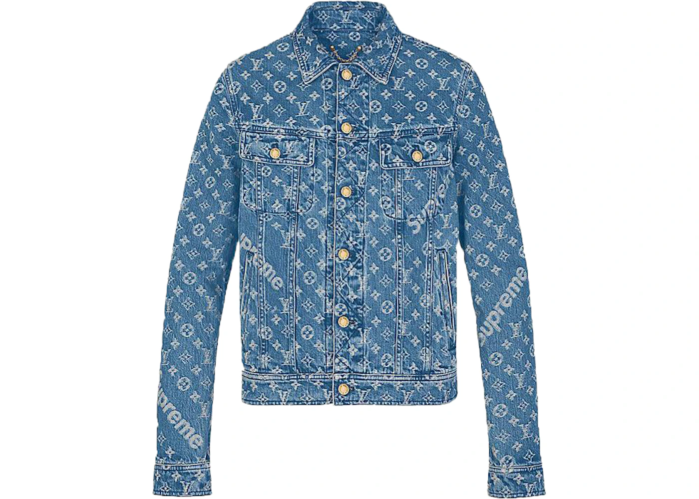FWRD Renew Louis Vuitton Monogram Denim Jacket in Blue