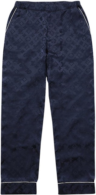 Supreme x Louis Vuitton Jacquard Silk Pajama Pant Blue Men's