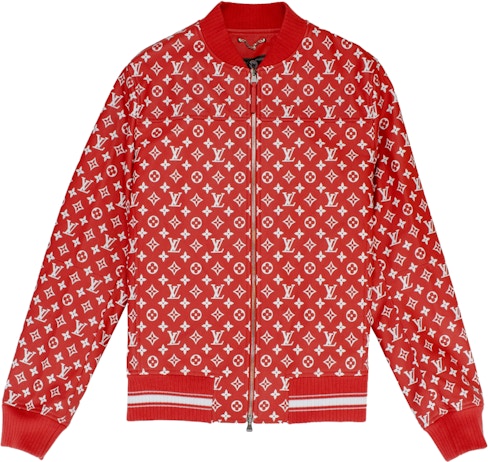 Supreme x Louis Vuitton Leather Baseball Jacket Red - SS17