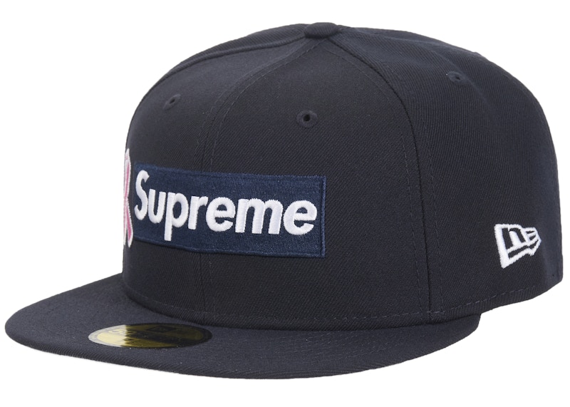 Pre-owned Supreme X New Era Breast Cancer Awareness Box Logo Fitted Hat In Navy Blue