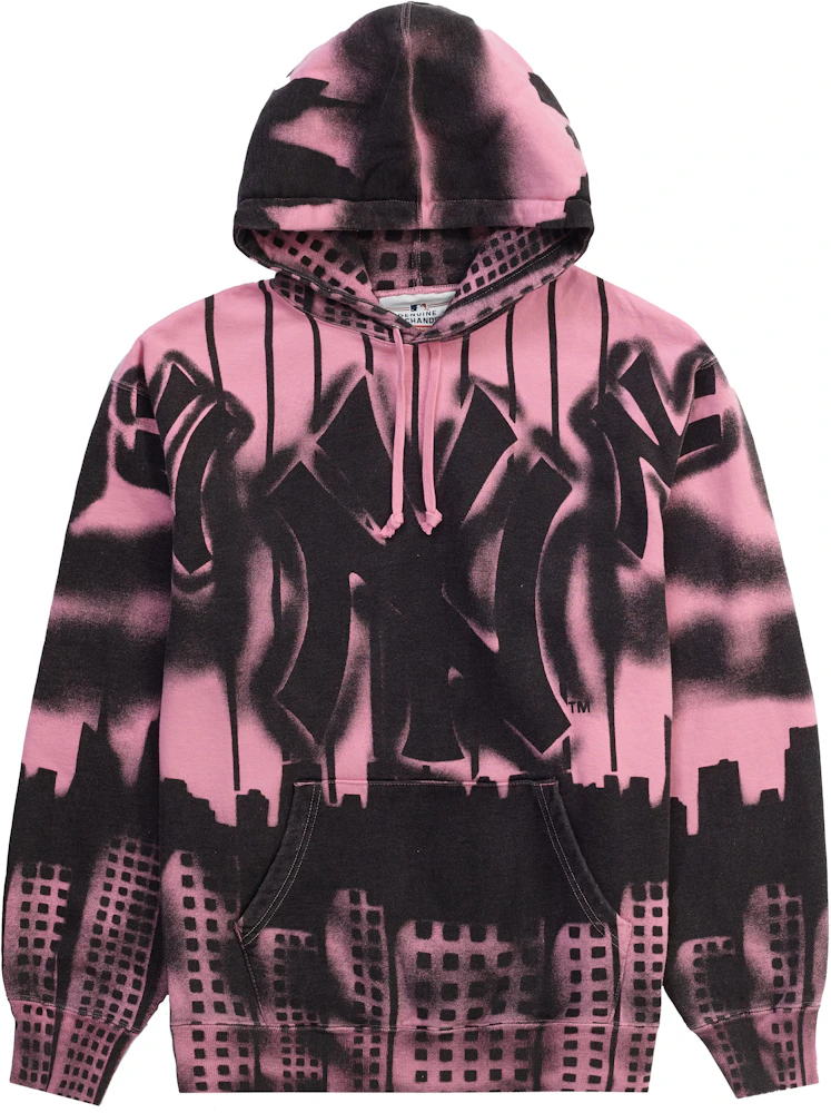 Supreme x New York Yankees Airbrush Hooded Sweatshirt Pink Men's - FW21 - US