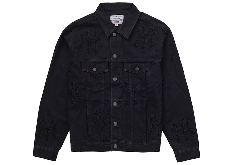 Supreme x New York Yankees Denim Trucker Jacket Washed Black