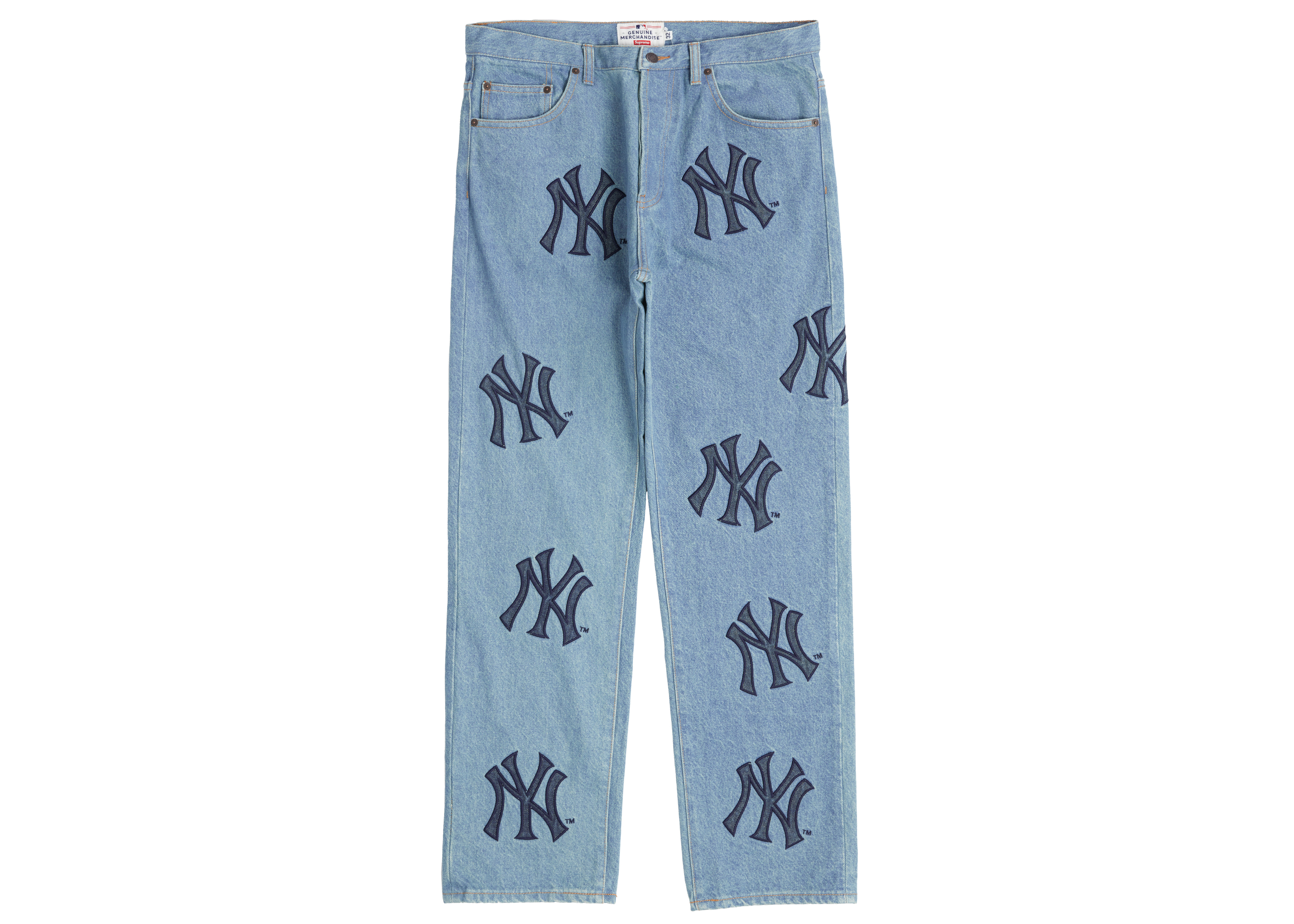 Supreme x New York Yankees Regular Jean Washed Blue Men's - FW21 - US